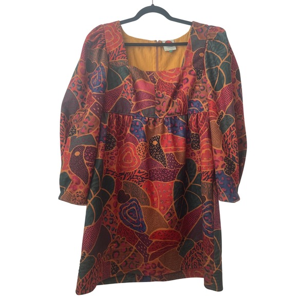 Farm Rio Hidden Animals Print Fleece Puff Sleeve Mini Dress XL - Picture 3 of 6